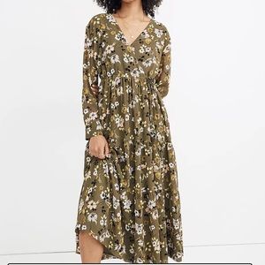 Madewell Cinch-Waist Tiered Midi Dress in Wildblooms